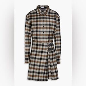 BRUNELLO CUCINELLI
checked wool-blend flannel mini shirt dress